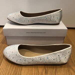 White Rhinestone Flats sz 9
